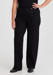 [Taking Shape] Taking Shape Ponte Wide Leg Pintuck Pant Size 22 in Black - Plus Size Women's Clothing Black