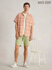 White Stuff Red Horizontal Short Sleeve Stripe Cotton Shirt (H20305) | $104