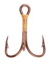 100ct Eagle Claw 374TS-16 2X Treble Regular Shank Curved Point Hooks Bronze #16