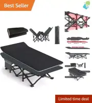 Durable 450 lbs Capacity Camping Cot with Removable Cushion - Portable Design