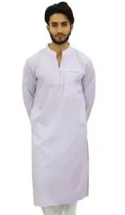 Atasi Men's Plain White Polyester Long Shirt Festive Summer Casual-SLV