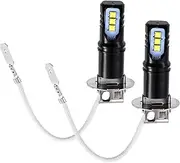 X AUTOHAUX H3 Fog Lights Bulbs Headlight Bulb 80W Power 6 LED 2525 Chips Auto LED Car Driving Running Lamp Bright Waterproof Aluminum White (Set of 2)