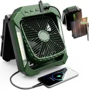 26800Mah Portable Fan Rechargeable with 18W Detachable Solar Panel, Quiet Batter