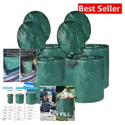 72 Gallon Eco-Friendly Yard Waste Bags - 4 Heavy Duty Bags with Lid for Cleanup