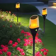 1 Pc Outdoor Waterproof Solar LED Torch Ground Plug Light Lawn Garden Courtyard Path Halloween Christmas Festival Flame Jumping Decorative Light Landscape Ligh