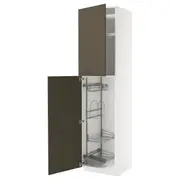 METOD high cabinet with cleaning interior, white/Havstorp brown-beige, 60x60x240 cm
