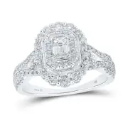 14kt White Gold Emerald Diamond Halo Bridal Wedding Engagement Ring 1 Cttw