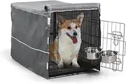 BOWHAUS 30-Inch Single Door Dog Crate Kit Includes Crate Cover, Dog Bed & 2 Bowls and Bowl Racks, Indoor Dog Cage Bundle Set, Foldable Wire Metal Dog Kennel w/Pan for Small, Medium Dog