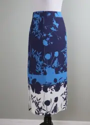 TED BAKER London NWT $175 Selaah Blue Bell Side Slit Midi Skirt Size 1 US 0 / 2