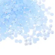 3000pcs ABS Half Pearl Beads 4mm Flat Back Imitation Pearl Colorful Blue