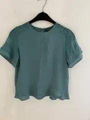 NEW Primark UK 4 Chiffon Blouse Top Frills lace Short Sleeves