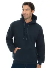 Mens Polar Fleece Hoodie Long Sleeve Navy With Pockets