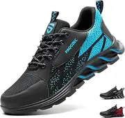 [PAQOZKC] Safety Shoes, Men's Non-Slip, Breathable Work Shoes with Steel Toe Cap, Women's Steel Cap Shoes, Sporty Protective Shoes