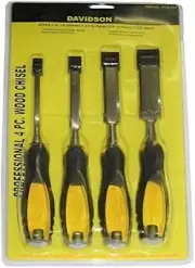 Davidson 4-PC Professional Wood Chisel Set with Metal Cap (1/4",1/2", 3/4",1")