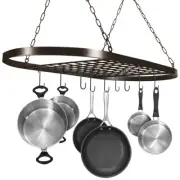 Sorbus Pot and Pan Rack for Ceiling with Hooks, Oval Mounted Rack(Bronze)