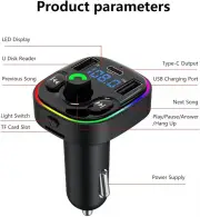 Wireless Bluetooth Car FM Radio Transmitter Adapter Hands-Free Car Calling Kit Charger 2 USB 1 Type