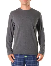 [Mitch Dowd] Relaxed Cotton Long Sleeve Sleep Tee in Dark Grey Marle