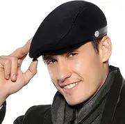 [FEOYA] Unisex Faux PU Leather(01-02)/Wool(03)/PU-Knitted(04)/TR(05)/Wool Blend(06-07) Flat Caps, Retro Warm Beret Cap, Driving/Newsboy Duckbill Hat, Adjustable Cabbie Ivy Gatsby Hat, Fall/Winter/Spring