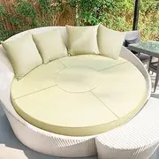 Patelai Outdoor Daybed Cushion Cover 66" Replacement Round Bed Cushion Cover Outdoor Waterproof Fade Resistant Sun Bed Outdoor Cushion Cover Patio Round Daybed Cushion Cover, Cover ONLY (Beige)