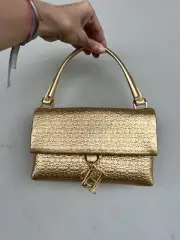 Carolina Herrera Gold Handbag Mini Camelot Crossbody Multiuse