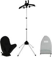 NIPUAEGO Telescopic Garment Steamer, Easy to Store Height Adjustable Foldable Standing Garment Hanger for Vest Overcoat Suit (Black Stand)