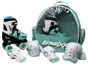Kids Roller Skate Bundle Lenexa Go GRO Adjustable Quad Roller Skate W Pads & Bag