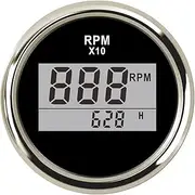 GPVPGHGRJ Digital Engine Tach Hourmeter Tachometer GaugeMeter Display for Motorcycle Motor Marine Car 6000/8000 /9990 RPM Speedometer(DigitalrpmBS)