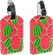 [WOSHJIUK] Luggage Tags,2 Pack Labels Suitcase Tags,Seamless Pattern Watermelon,Luggage Tags Privacy Protection Travel Bag Tag