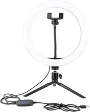 KUIKUI LED Ring Light with Tripod Phone Holder for Makeup, Live Broadcast, and More