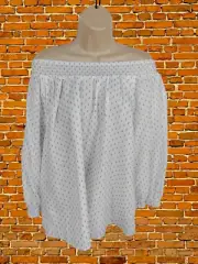 BNWT NEXT SIZE 16 WHITE OFF SHOULDER BARDOT SUMMER BLOUSE BOHO TOP SHIRT RRP£24