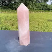 1.4kg Natural Rose Quartz Obelisk Quartz Crystal Point Wand Tower Healing