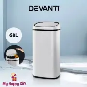 Devanti 68L Motion Sensor Bin Rubbish Automatic Trash Can Kitchen White