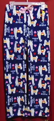 Ladies Size S LLAMA Save the DRAMA Sleepwear Lounge Pants Plush MicroFleece NEW