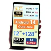 2025 8.7 inch Android 14 Tablet Slim & Light Mini Tablets with 16MP 8.7-Inch