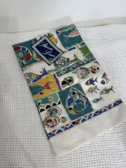 Tea Towel Stevens Linen Fish Shells Pattern NWT Made In USA Vtg NOS