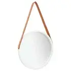 Wall Mirror with Strap 40cm White Makeup Living Room Hallway Accent Decor
