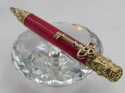 BEAUTIFUL HIGH QUALITY HANDMADE SKELETON KEY RED PEARL ACRYLIC TWIST BP PEN