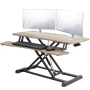 VIVO Reclaimed Wood 36" Standing Desk Monitor Riser, Sit Stand Tabletop