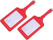 Ipetboom 2packs Pu Leather Luggage Tags Travel Id Tags Colors for Suitcases Bags for Baggage Identification Red