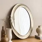 Artloge Vintage Oval Wall Mirror Exquisite Gold Accent Mirror Entryway Decor