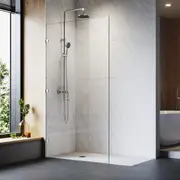 ELEGANT Walk In Bathroom Fixed Panel Frameless Shower Screens 10mm Tempered Glass 1100x2000mm in Sliver