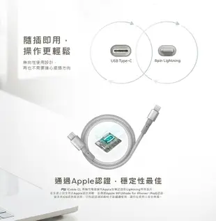 PQI USB-C to Lightning 150cm 傳輸線 編織 充電線 CL150 (3.7折)