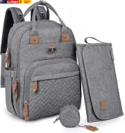 Diaper Bag Backpack with Portable Changing Pad, Pacifier Case and Stroller Strap