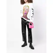 Christopher Kane Bratface Glitter Lips Long Sleeve T-Shirt Tee White Size L $345