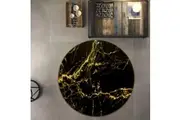 3D Home Carpet Black And Yellow Marble Texture 6 Round Non Slip Rug Mat