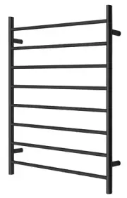 Matte Black Heated Towel Rail rack round AU standard 1000*850mm wide 8 bar 2022