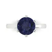 3ct Round Cut Blue Sapphire Promise Classic Engagement Ring 14k White Gold