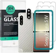 [Ibywind] Screen Protector For Sony Xperia 5 IV 5G(6.1 Inches),with 2Pcs Tempered Glass,1Pc Camera Lens Protector,1Pc Backing Carbon Fiber Film[Fingerprint Reader,Easy to install]