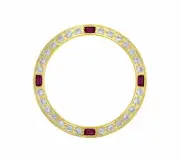 CREATED DIAMOND RUBY BEZEL FOR 26MM ROLEX TUDOR PRINCE DATE DATEJUST WATCH GOLD