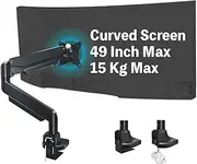 HEYMIX Heavy Duty Monitor Arm, 15KGs Monitor Stand VESA Mount, Monitor Desk Mount Gas Spring, Curved Computer Single Monitor Arm for Gaming 34”/38”/42” Screen Up to 47 inch, 6.6-33Lbs Supported